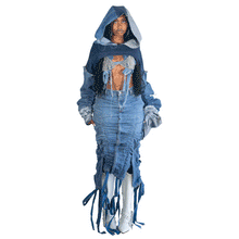Load image into Gallery viewer, Stacked Denim Hoodie
